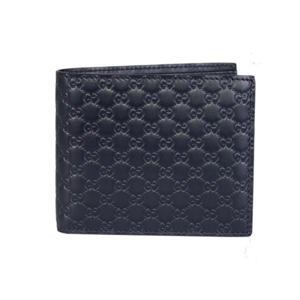 Gucci MicroGuccissima GG Logo Blue Leather Wallet